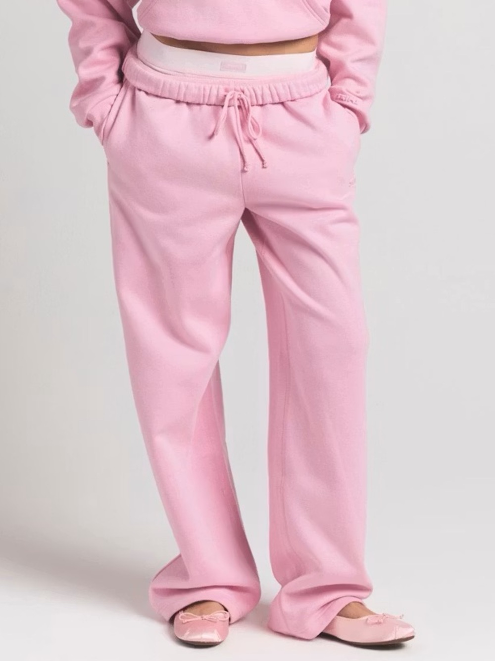 SKIMS Cotton Fleece Straight Leg Sweatpants Halite Pink Size Small